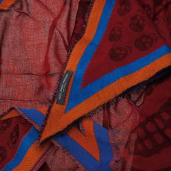 مملوكة مسبقًا وشاح كوفيه أليكساندر مكوين مودال كشمير أحمر بجمجمة مثلثة للجنسين