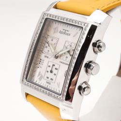 Pre Owned AquaMarin Diamond Mother of Pearl SS Leather Chronograph Unisex Wristwatch 38 MM