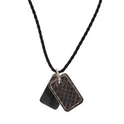 مملوكة مسبقًا Bottega Veneta Unisex Brown Leather Woven Silver Pendant Necklace