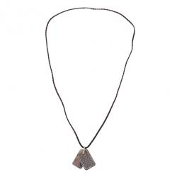 مملوكة مسبقًا Bottega Veneta Unisex Brown Leather Woven Silver Pendant Necklace