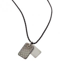 مملوكة مسبقًا Bottega Veneta Unisex Brown Leather Woven Silver Pendant Necklace