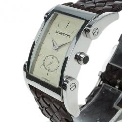 مملوكة مسبقًا Burberry Cream Stainless Steel BU1105 Unisex Wristwatch 26MM