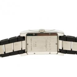 Pre Owned Bvlgari Black Stainless Steel Rettangolo Unisex Wristwatch 27MM