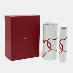 Pre Owned Cartier Porcelain Entrelacés de Cartier Set of 2 Vases