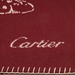 Cartier Burgundy Panthere Wool & Cashmere Throw Blanket