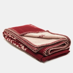 Cartier Burgundy Panthere Wool & Cashmere Throw Blanket