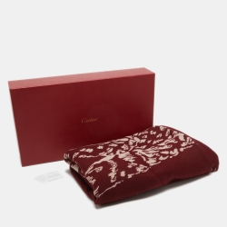 Cartier Burgundy Panthere Wool & Cashmere Throw Blanket