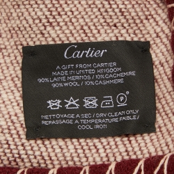 Cartier Burgundy Panthere Wool & Cashmere Throw Blanket