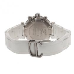 Pre Owned Cartier White Stainless Steel Pasha Seatimer LM Unisex Wristwatch 38MM