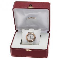 Pre Owned Cartier White Stainless Steel Pasha Seatimer LM Unisex Wristwatch 38MM