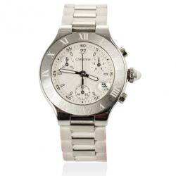 Pre Owned Cartier SS Rubber Chronograph Unisex Wristwatch