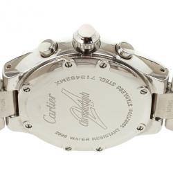 Pre Owned Cartier SS Rubber Chronograph Unisex Wristwatch