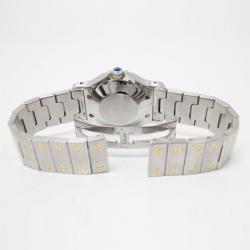 Pre Owned Cartier Santos Octagon 18 K Yellow Gold Steel Unisex Wristwatch 30 MM