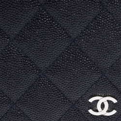 Pre Owned Chanel Navy Blue Quilted Leather Agenda Notebook
