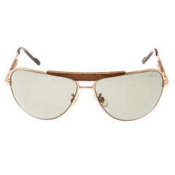 Pre Owned Chopard Brown SCH 652 Wooden Unisex Aviators