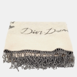 Dior Beige/Grey Dior Dream Parade Wool Throw Blanket