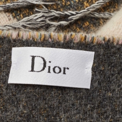 Dior Beige/Grey Dior Dream Parade Wool Throw Blanket