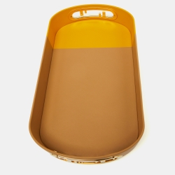 Fendi Beige/Yellow Leather O’Lock Oval Tray