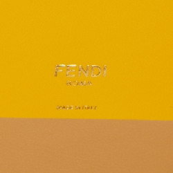 Fendi Beige/Yellow Leather O’Lock Oval Tray
