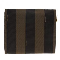 Fendi Brown Pequin Stripe Pouch