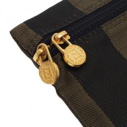 Fendi Brown Pequin Stripe Pouch