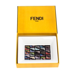 مملوكة مسبقًا Fendi White Logo Print Porcelain Ashtray