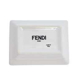 مملوكة مسبقًا Fendi White Logo Print Porcelain Ashtray