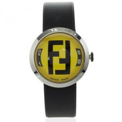مملوكة مسبقًا Fendi 8010 G SS Rubber Yellow Unisex Wristwatch 38 MM