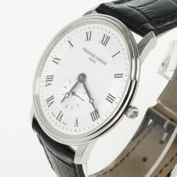 Pre Owned Frederique Constant Stainless Steel Leather Quartz Unisex Wristwatch 37 MM