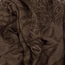 Pre Owned Giorgio Armani Beige Unisex Modal Blend Logo Square Scarf