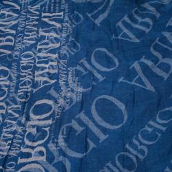 Pre Owned Giorgio Armani Blue Unisex Modal Blend Logo Square Scarf