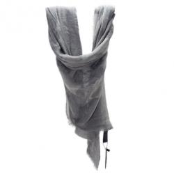 Pre Owned Giorgio Armani Dark Grey Unisex Modal Blend Logo Square Scarf