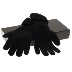 Pre Owned Giorgio Armani Black Cashmere Gloves S