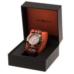 مملوكة مسبقًا Glam Rock White Stainless Steel Miami Unisex Wristwatch 44MM