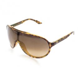 Pre Owned Gucci Tortoise Frame GG1004/S Web Detail Unisex Shield Sunglasses