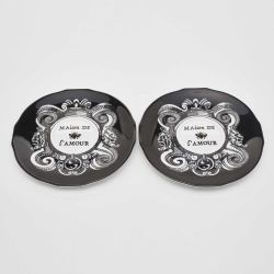 Pre Owned Gucci Black Maison De L'Amour Printed Porcelain Cup & Saucer Set of 2