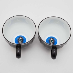 Pre Owned Gucci Black Maison De L'Amour Printed Porcelain Cup & Saucer Set of 2