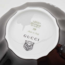 Pre Owned Gucci Black Maison De L'Amour Printed Porcelain Cup & Saucer Set of 2