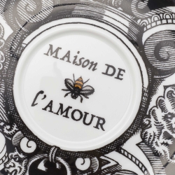 Pre Owned Gucci Black Maison De L'Amour Printed Porcelain Cup & Saucer Set of 2