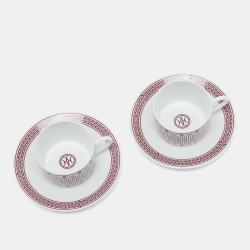 Hermes H Deco Rouge Tea Cup and Saucer Set
