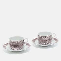 Hermes H Deco Rouge Tea Cup and Saucer Set