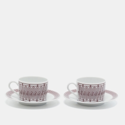 Hermes H Deco Rouge Tea Cup and Saucer Set