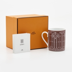Hermes Rouge Porcelain H Deco N°2 Mug 