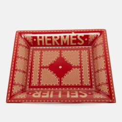 Hermès Rouge Sellier Porcelain Change Tray