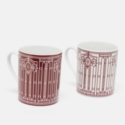 Hermès Rouge Porcelain H Deco Mugs Set of 2 
