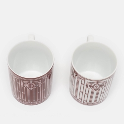 Hermès Rouge Porcelain H Deco Mugs Set of 2 