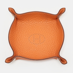 Hermes Potiron Taurillon Clemence Leather Mises et Relances H Evelyne Mini Change Tray