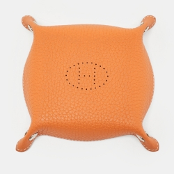 Hermes Potiron Taurillon Clemence Leather Mises et Relances H Evelyne Mini Change Tray