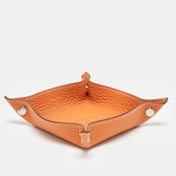 Hermes Potiron Taurillon Clemence Leather Mises et Relances H Evelyne Mini Change Tray