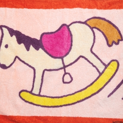 Hermes Orange Multicolor Terry Baby Horse Beach Towel 